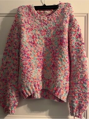 Epic Threads Pastel Multicolor Popcorn Knit Sweater - Pink & Mint